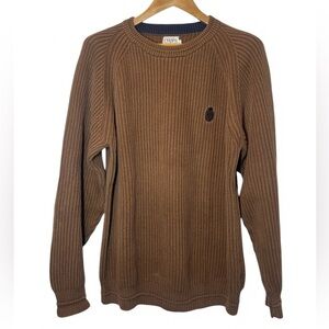 Vintage Chaps Ralph Lauren Rib Knit Preppy Academia‎ Sweater Men L Brown Cotton